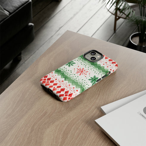 Watercolor Christmas Knitting - Impact Resistant Phone Case